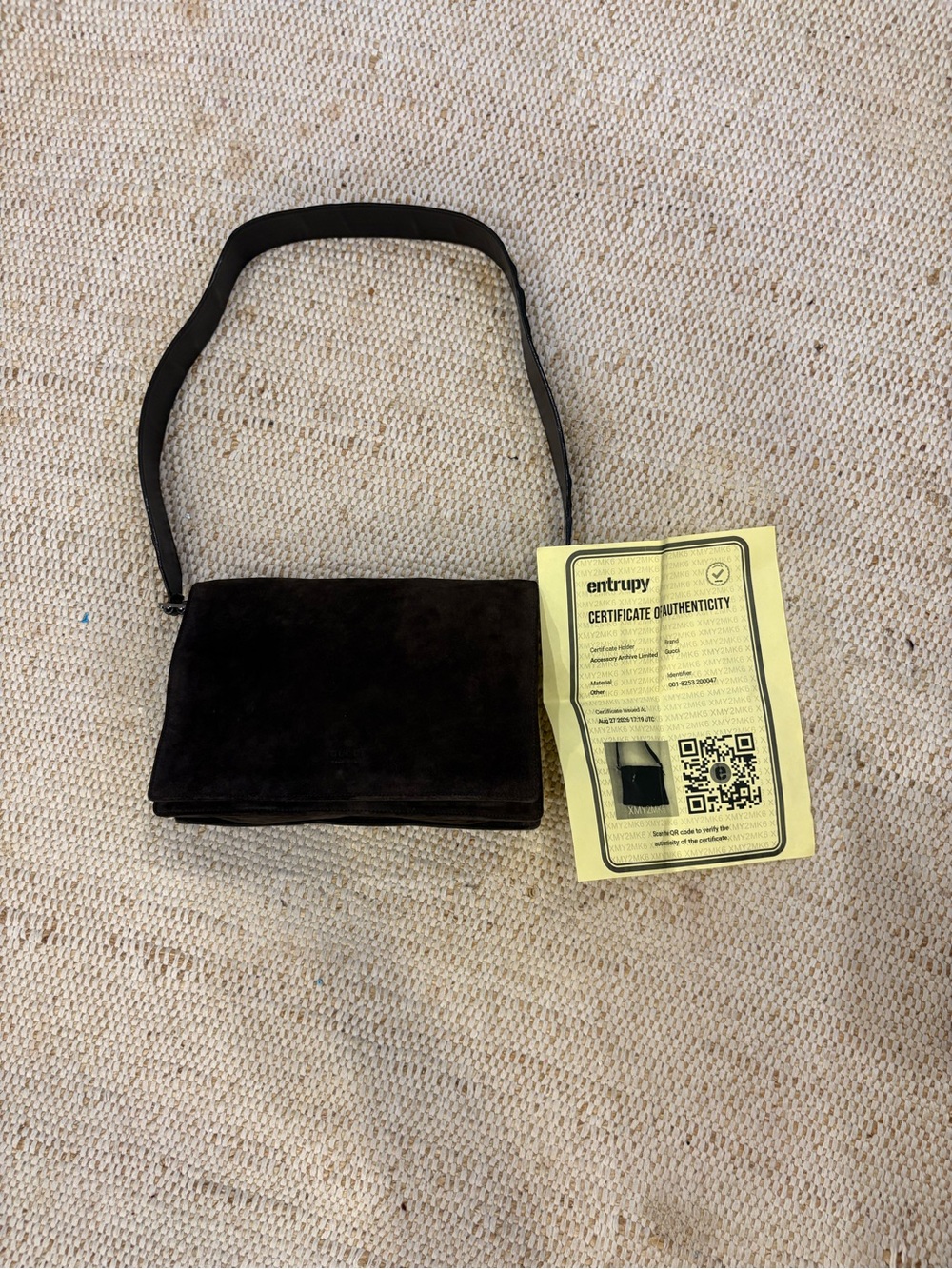Gucci brown Suede Shoulder Bag Vintage (certificate of authenticity included )